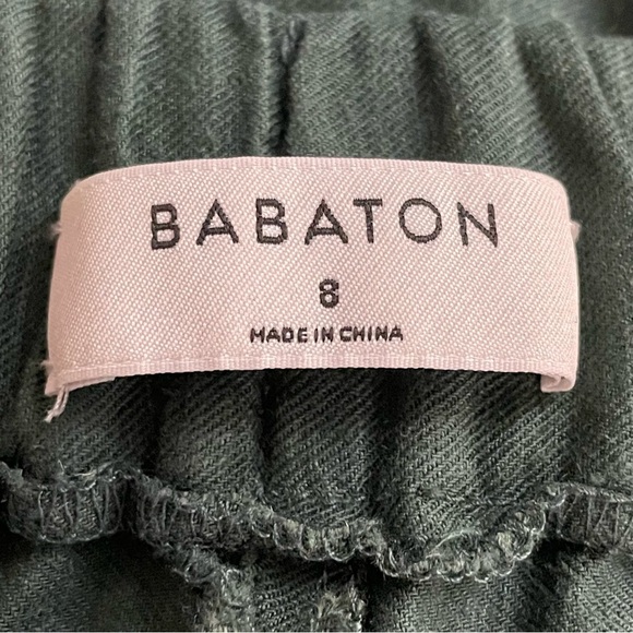 Babaton | Dark Green Linen Blend Ankle Pants - Picture 6 of 8